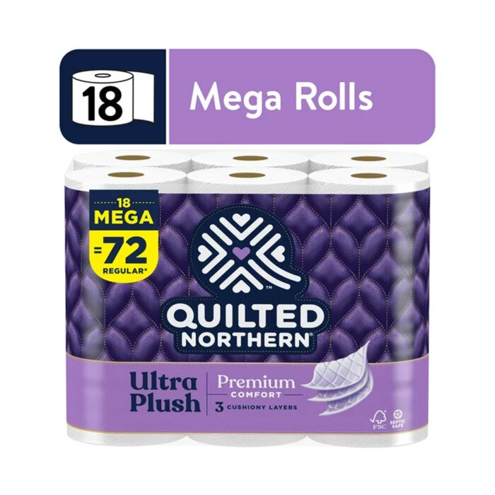 Quilted Northern Ultra Plush 18 Mega Rolls, 3X More Absorbent, Luxurious Soft Toilet Paper