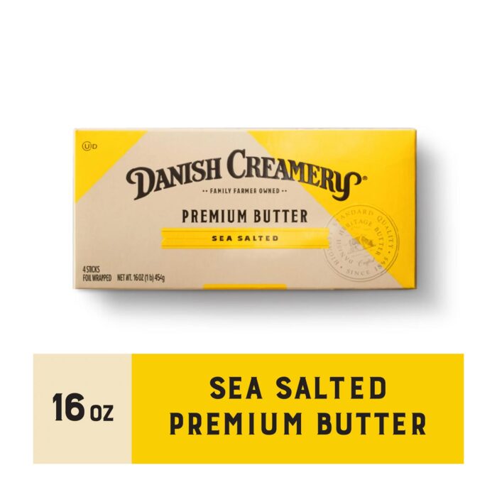 Danish Creamery Premium Butter with Sea Salt 4 Sticks, 1LB