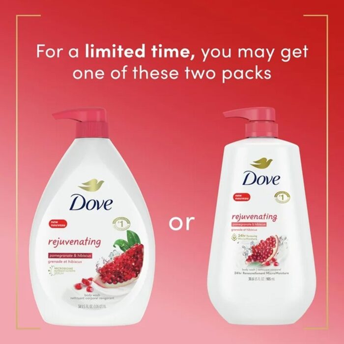 Dove Rejuvenating Liquid Body Wash with Pump Pomegranate & Hibiscus, 30.6 oz - Imagen 2