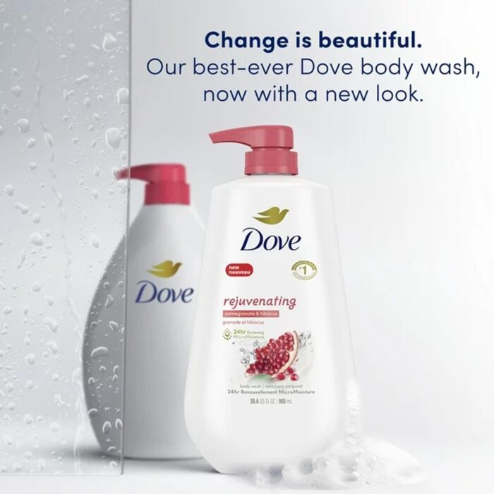 Dove Rejuvenating Liquid Body Wash with Pump Pomegranate & Hibiscus, 30.6 oz - Imagen 4